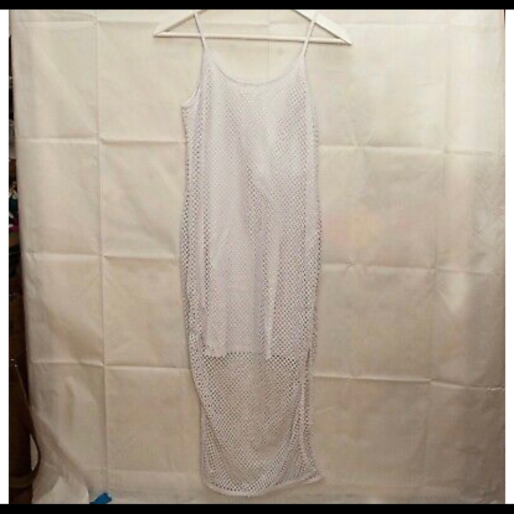 LF Rumor Boutique White Mesh Midi Dress